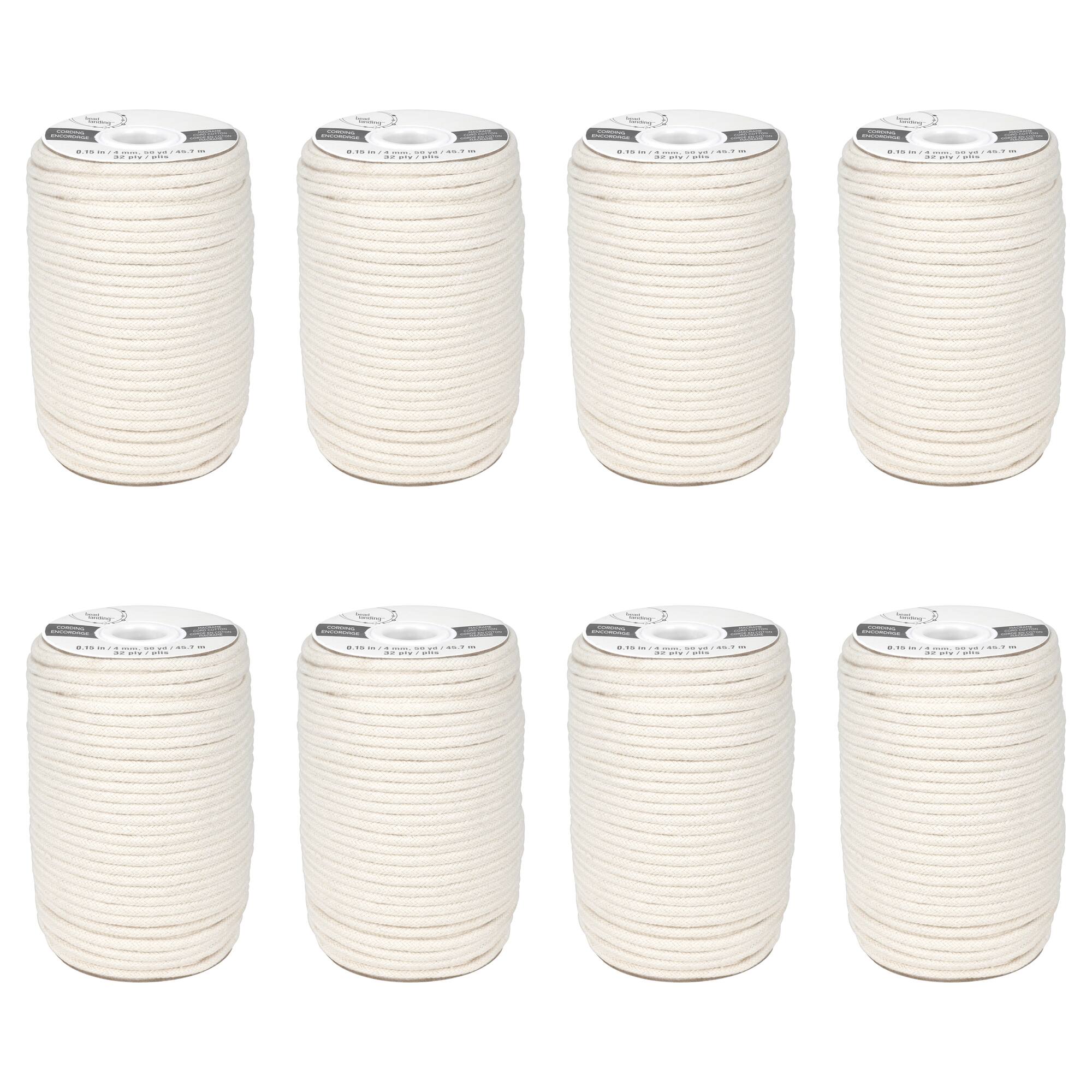 8 Pack: 4mm Natural Cotton Macramé Cord by Bead Landing™